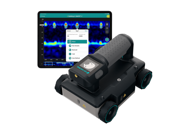 GP8000 The GP8000 is a portable concrete GPR radar. Faster, easier concrete inspections and structural imaging with SFCW ground penetrating radar technology