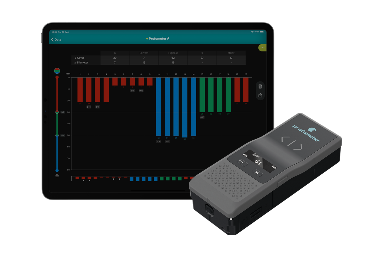 PM8000 Pro The cover meter for experts, from rebar detection to area scanning. Precise measurements with unique advanced visualization.